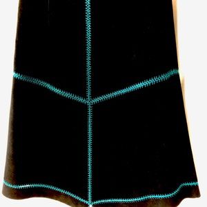 bebe Black Suede Skirt with Turquoise details sz 6